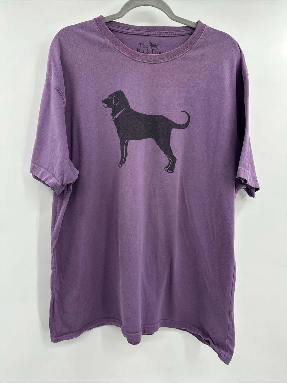 The Black Dog Purple Tee with Black Dog Silhouette